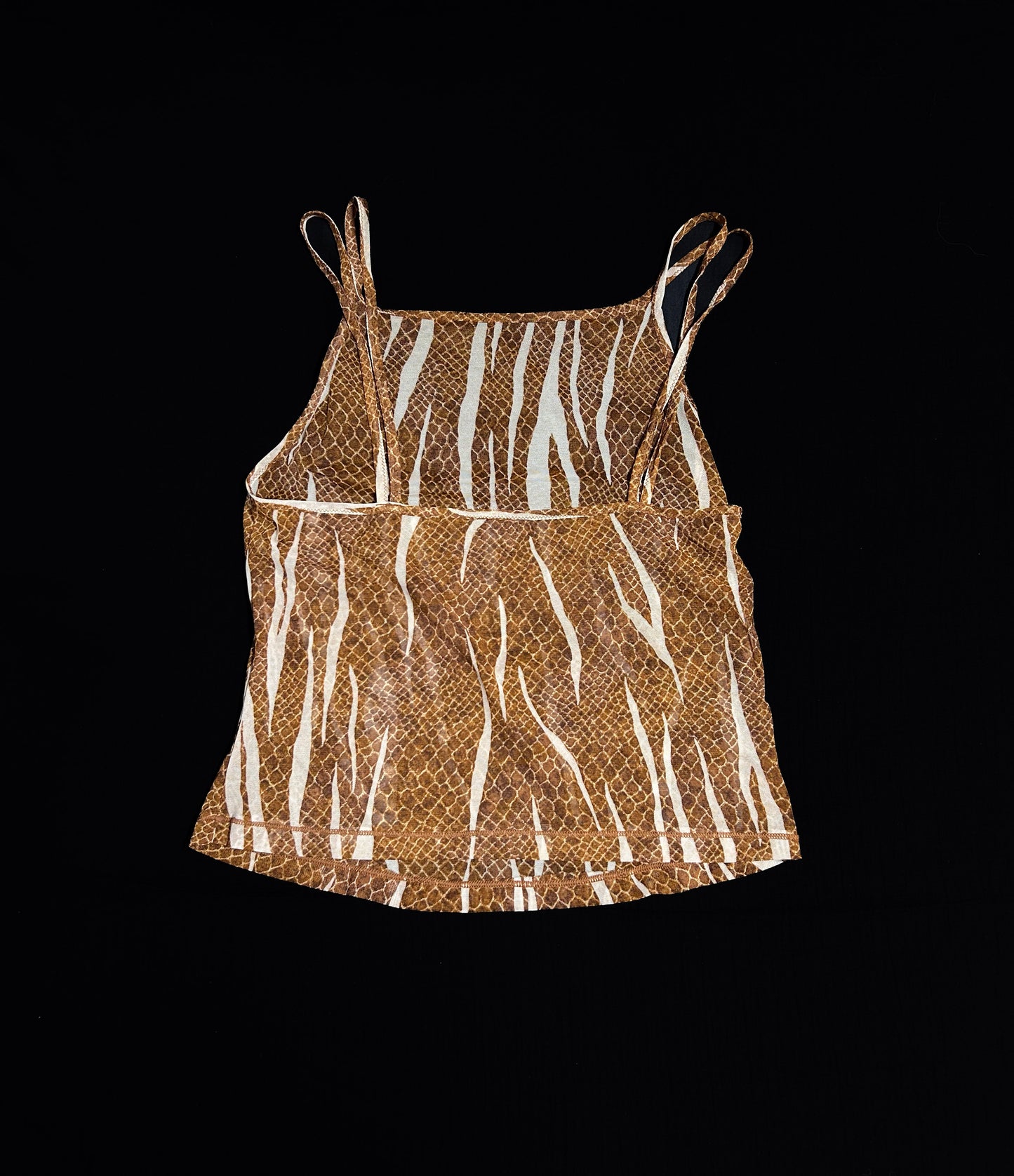 animal print mesh skvísubolur