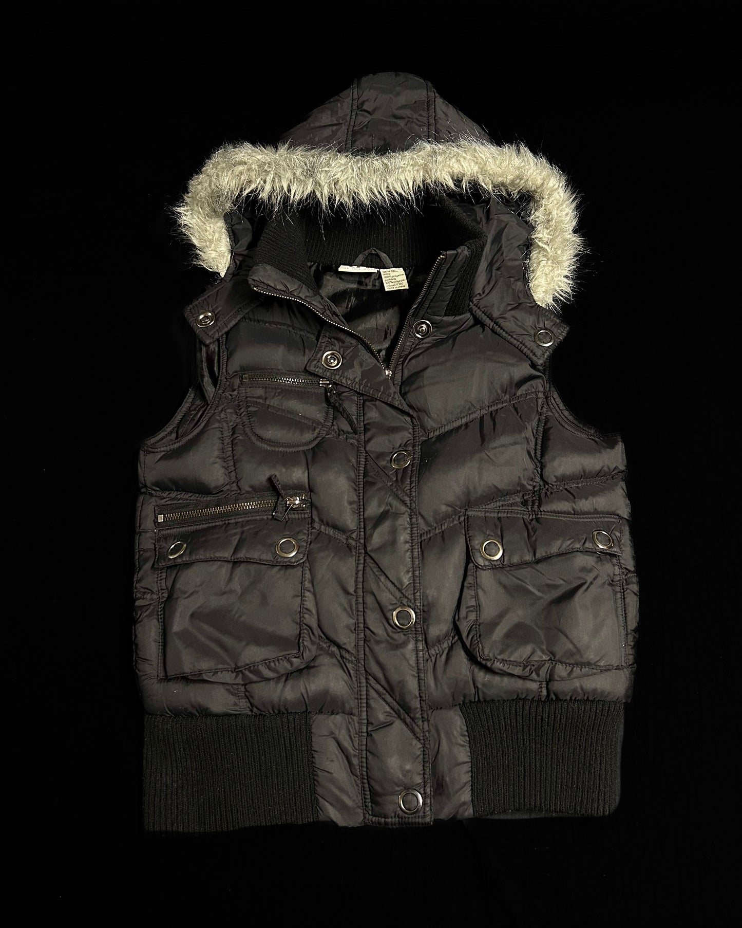 Svart Y2K puffer vesti