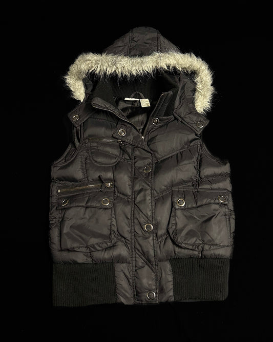 Svart Y2K puffer vesti