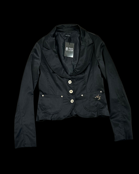 Svartur y2k satín blazer