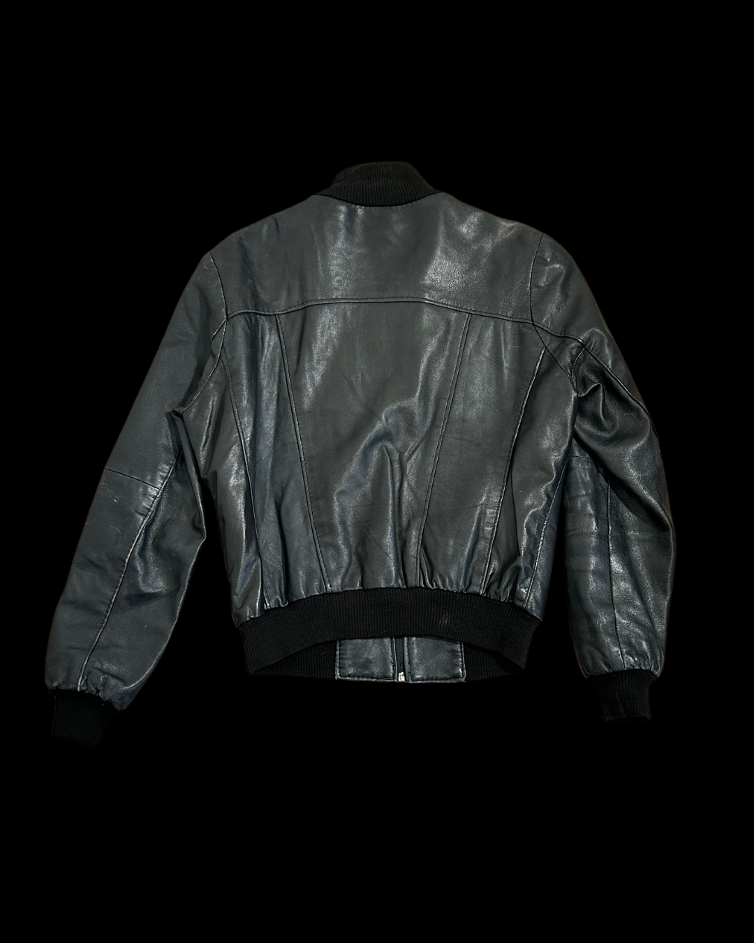 Svartur leður bomber