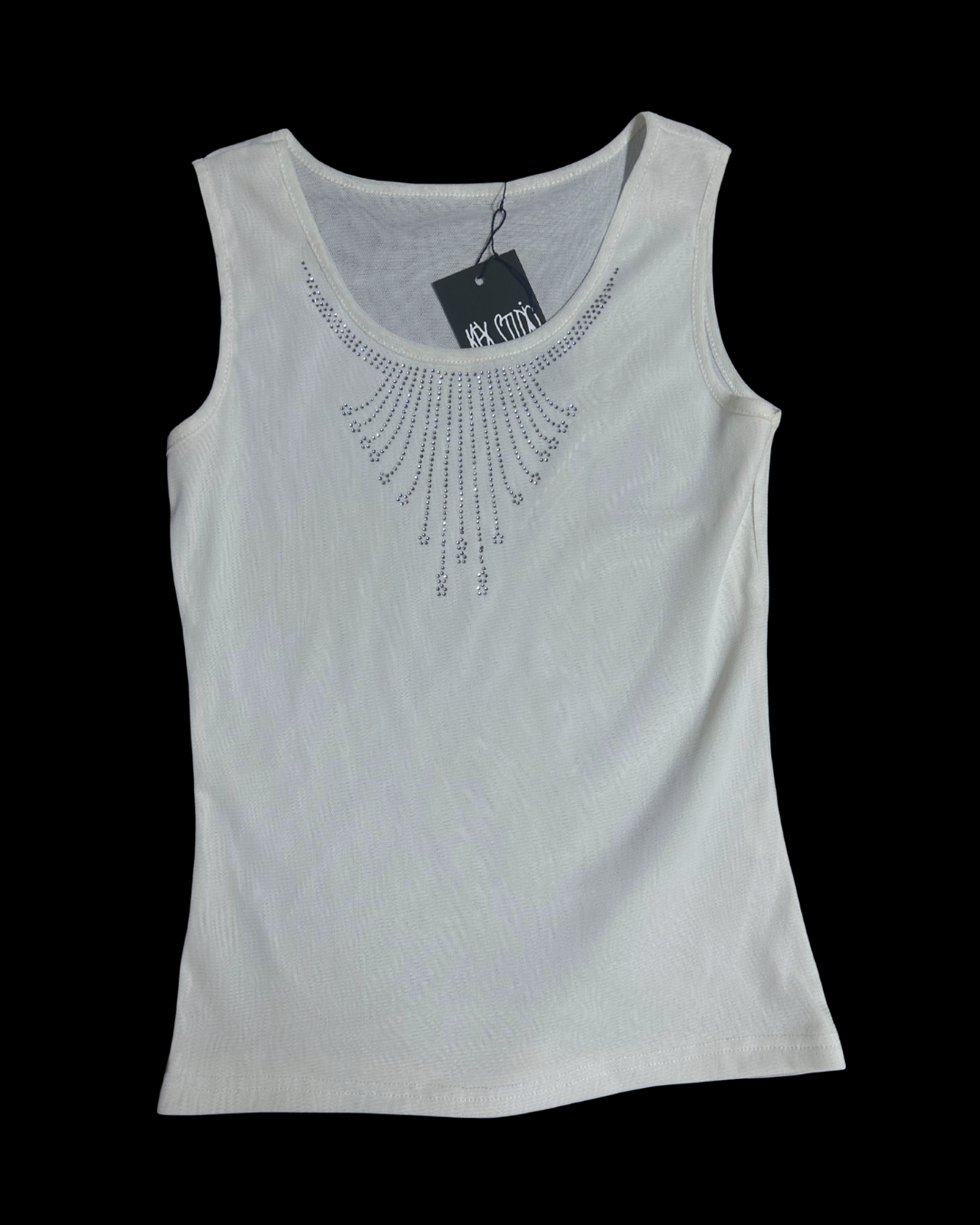 Hvítur bedazzled mesh bolur