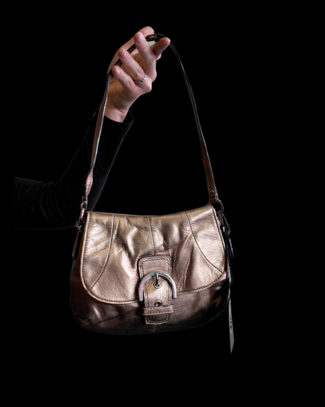 Champagne metallic leðurtaska