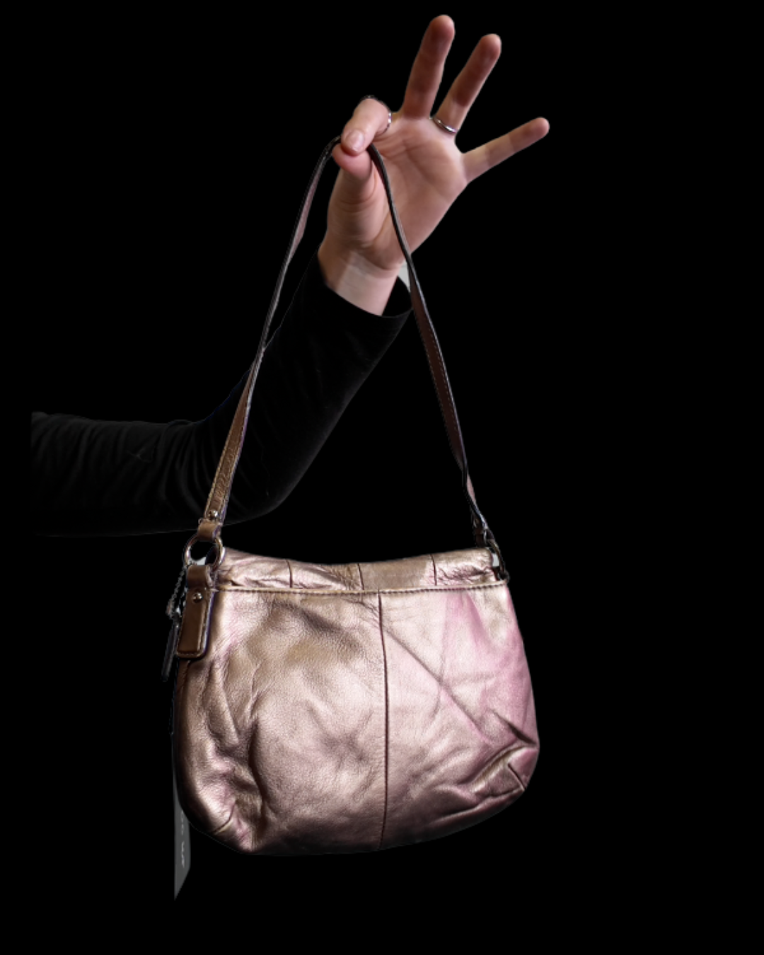 Champagne metallic leðurtaska