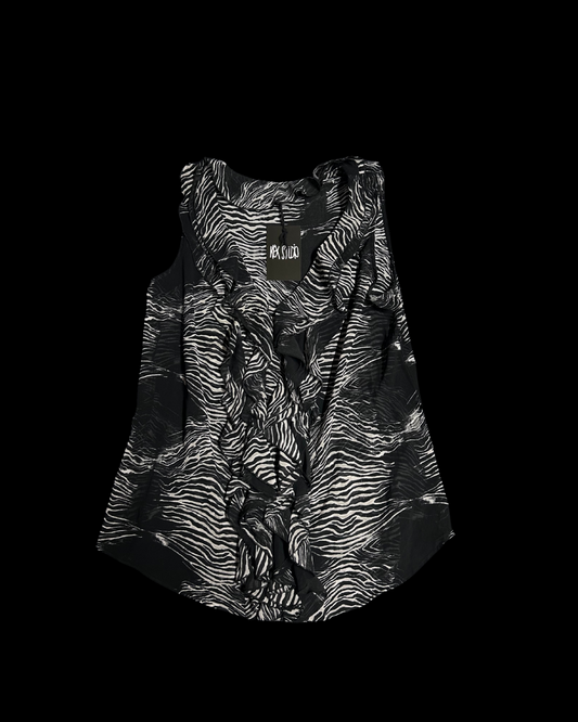 Zebra print ruffle blússa