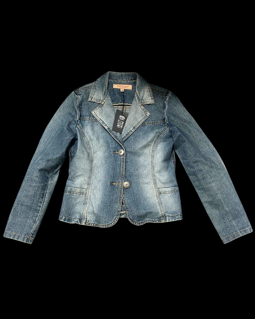 Ljósblár galla blazer