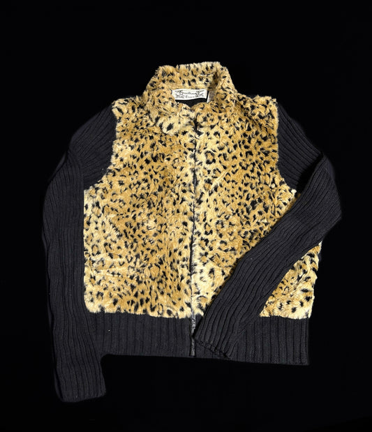 hlébarða faux fur peysa