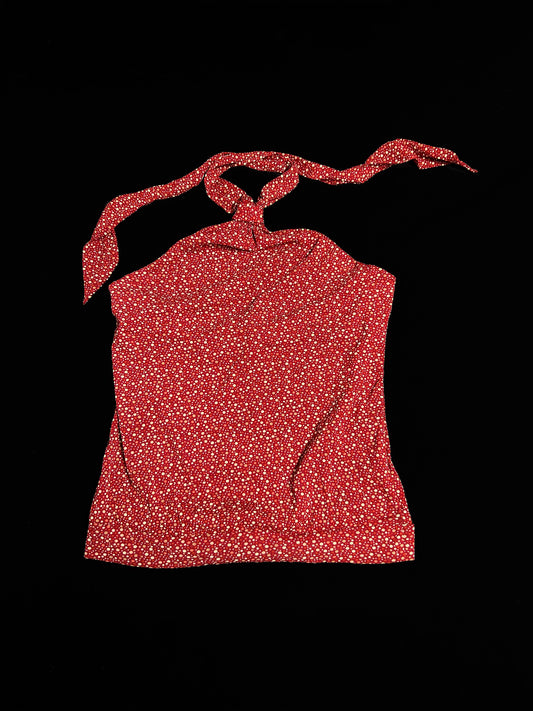 rauður polka dot halter skvísubolur
