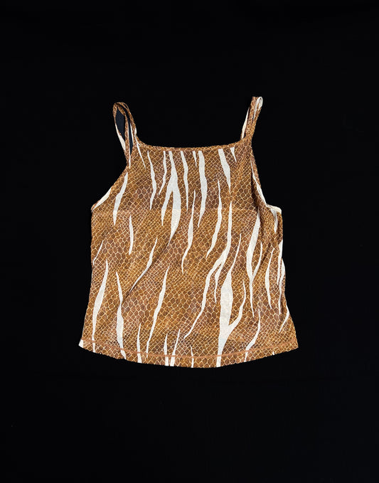 animal print mesh skvísubolur