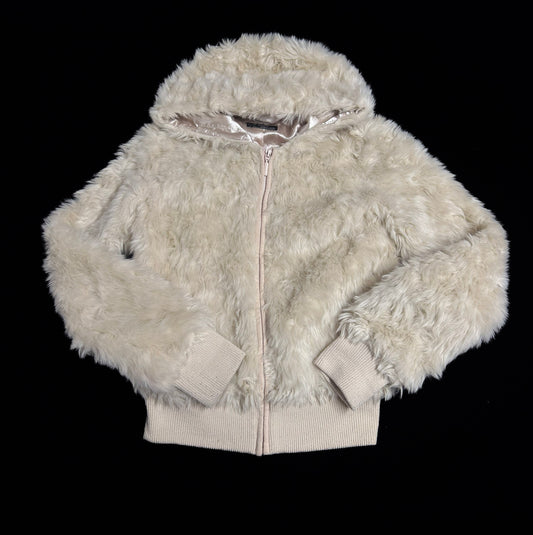 Faux fur hettupeysa