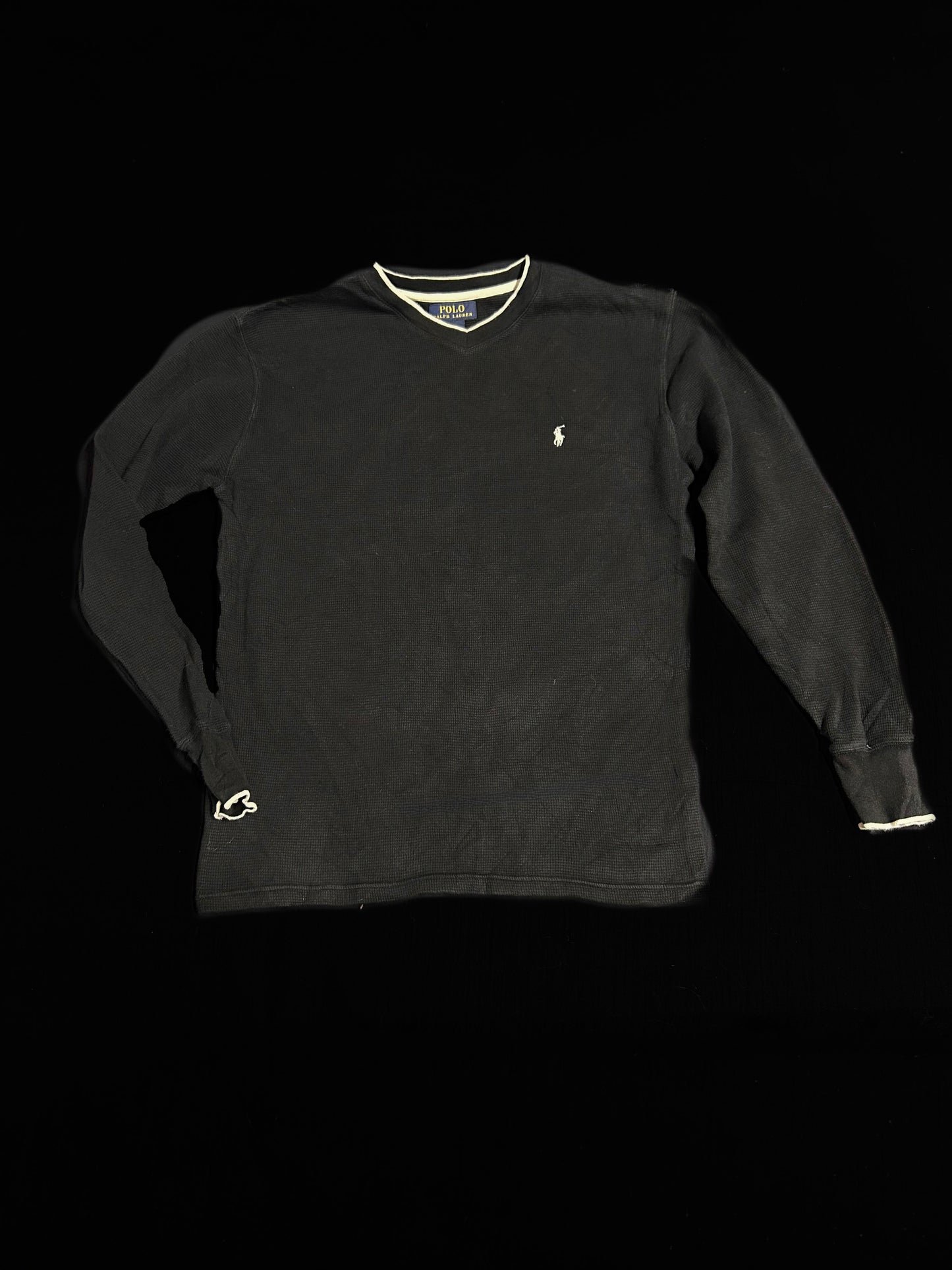 Svört PRL V-neck thermal peysa