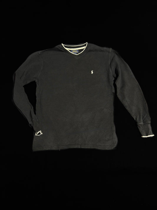 Svört PRL V-neck thermal peysa